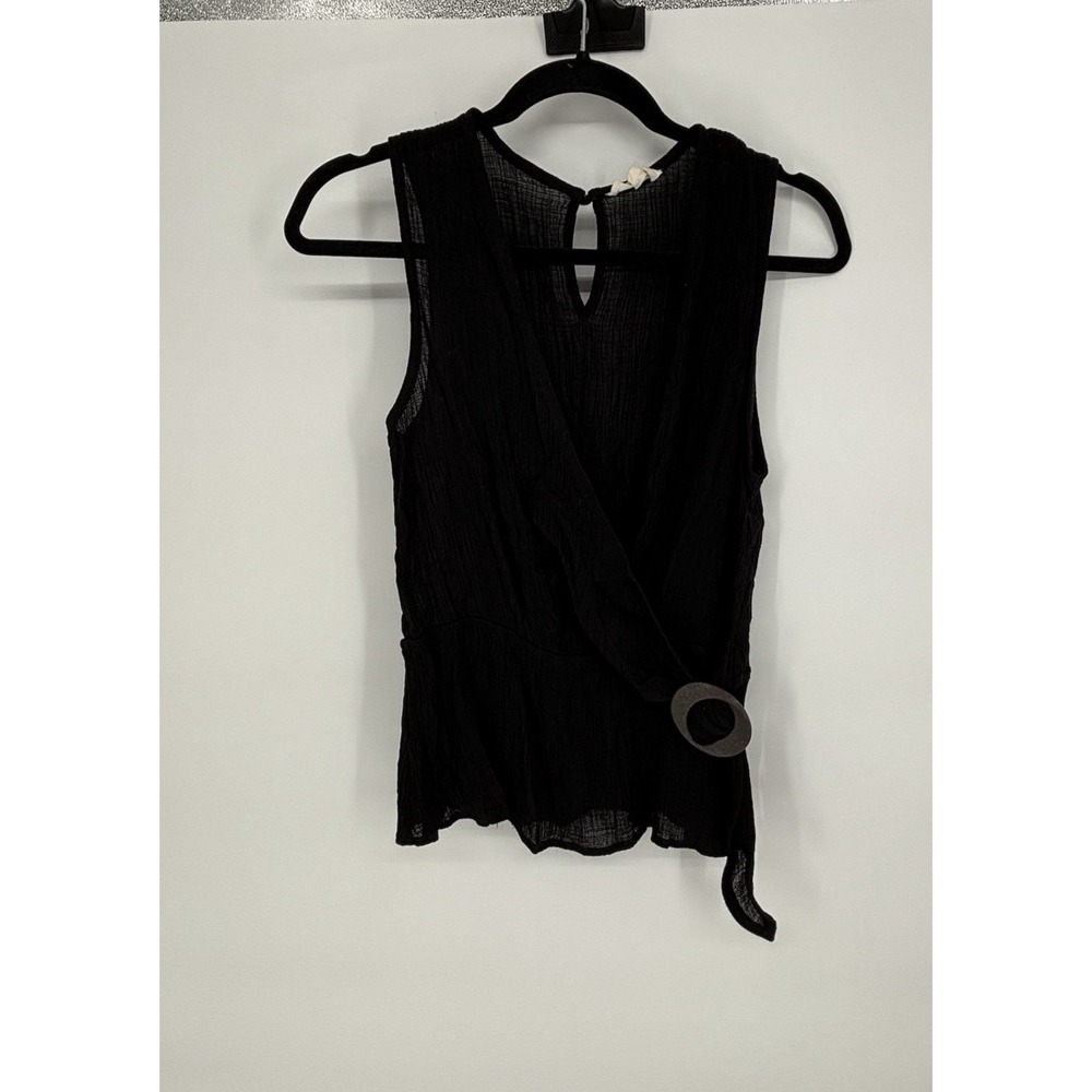 Chocolate USA Black Sleeveless Button Down "Vest-like" Top Large
